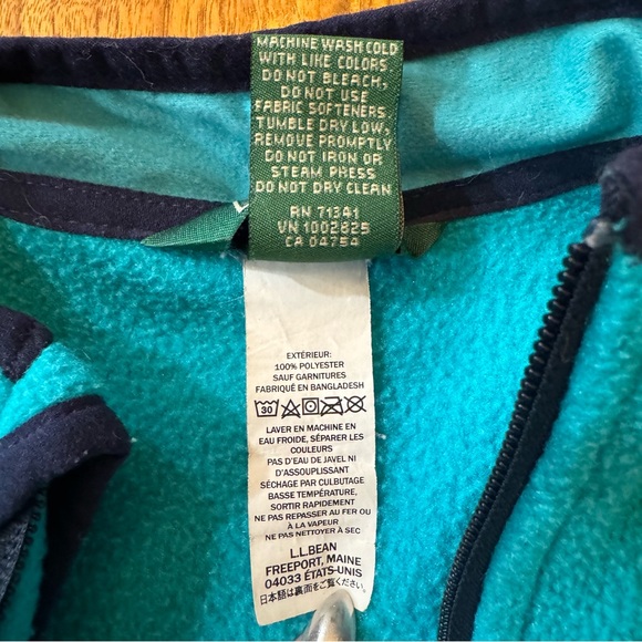 LL Bean Teal Fleece Full Zip Jacket. Size Kids 4. - Picture 8 of 17